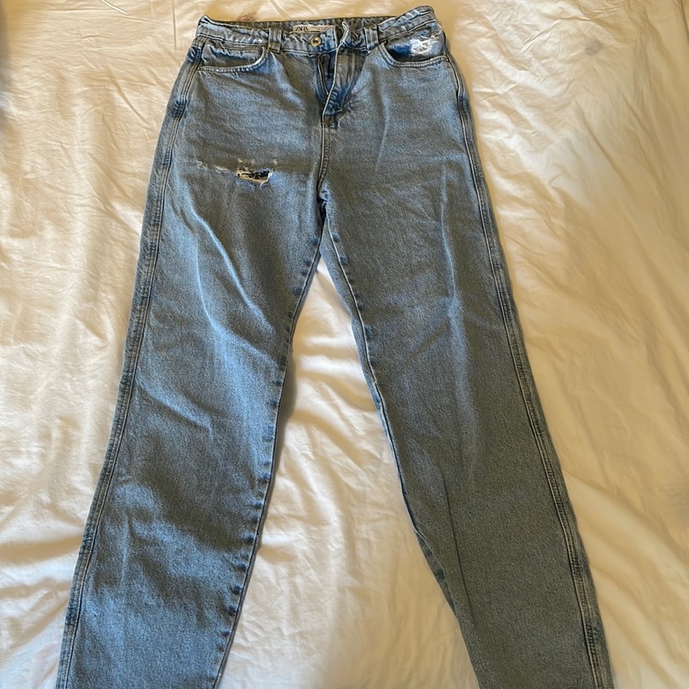 Light blue straight leg Zara jeans